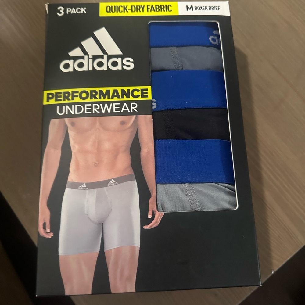 Adidas Men's Performance Underwear 3-Pack - Black, Blue, Gray